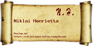 Niklai Henrietta névjegykártya